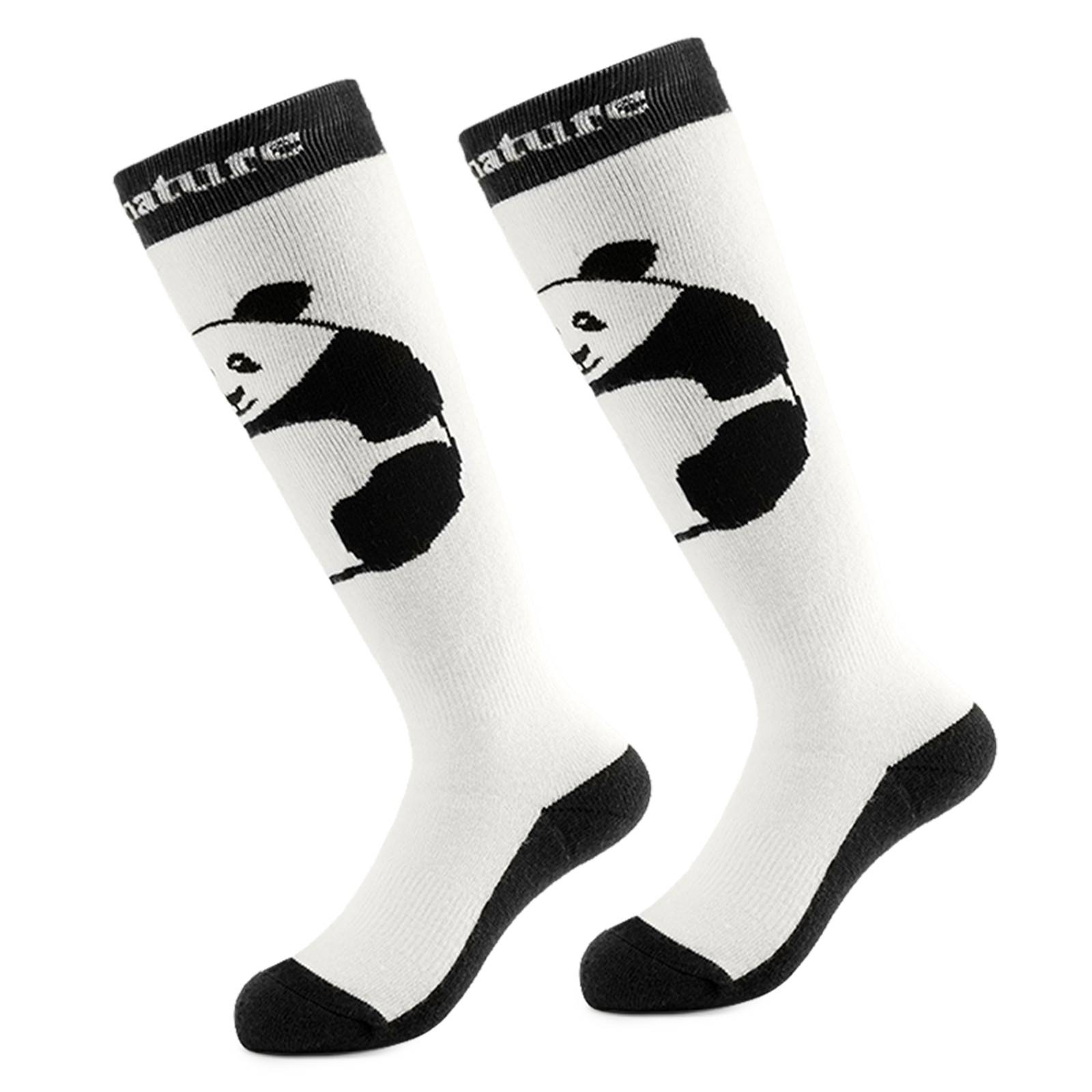 Qunature Skisocken Kinder Wintersocken Ski Kniestr¨¹mpfe mit Wolle 1 Paar #Color_ Panda-Stil-Wei?