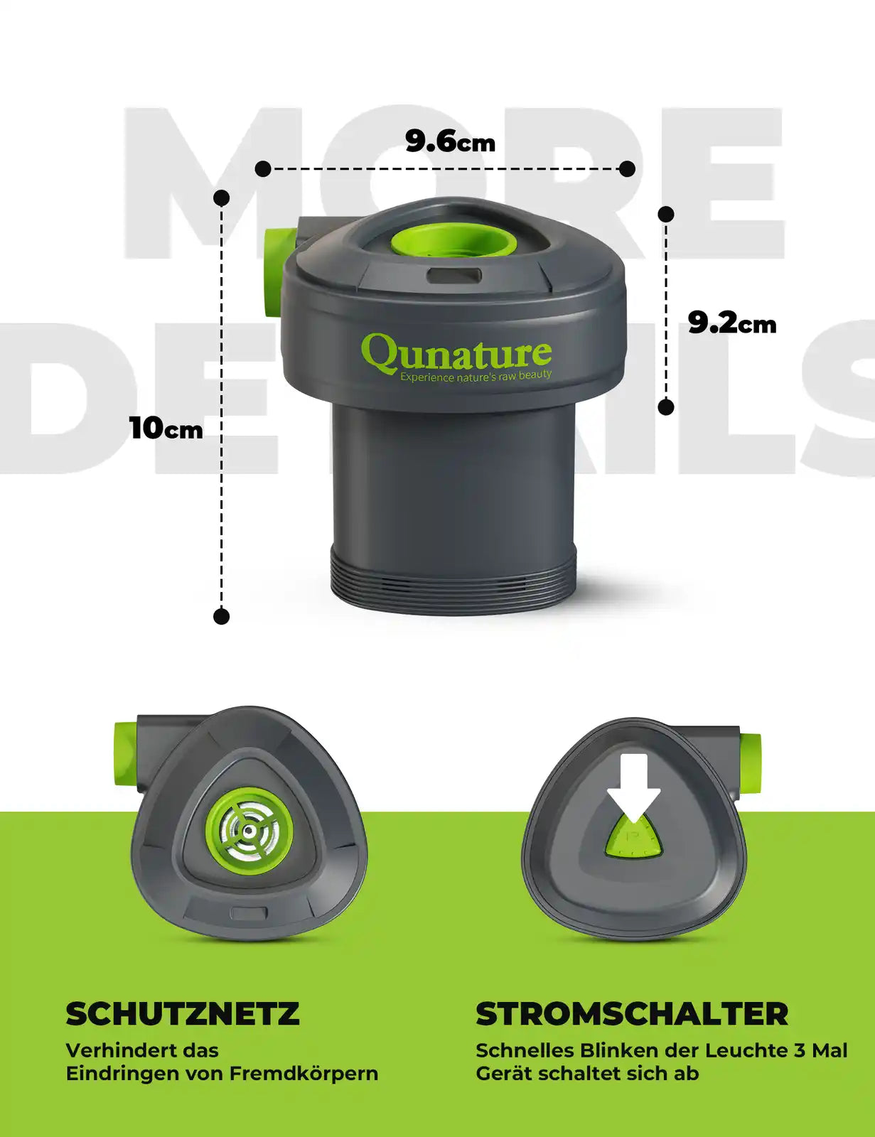 mini-luftpumpe mit schutznetz, stromschalter und kompakten abmessungen