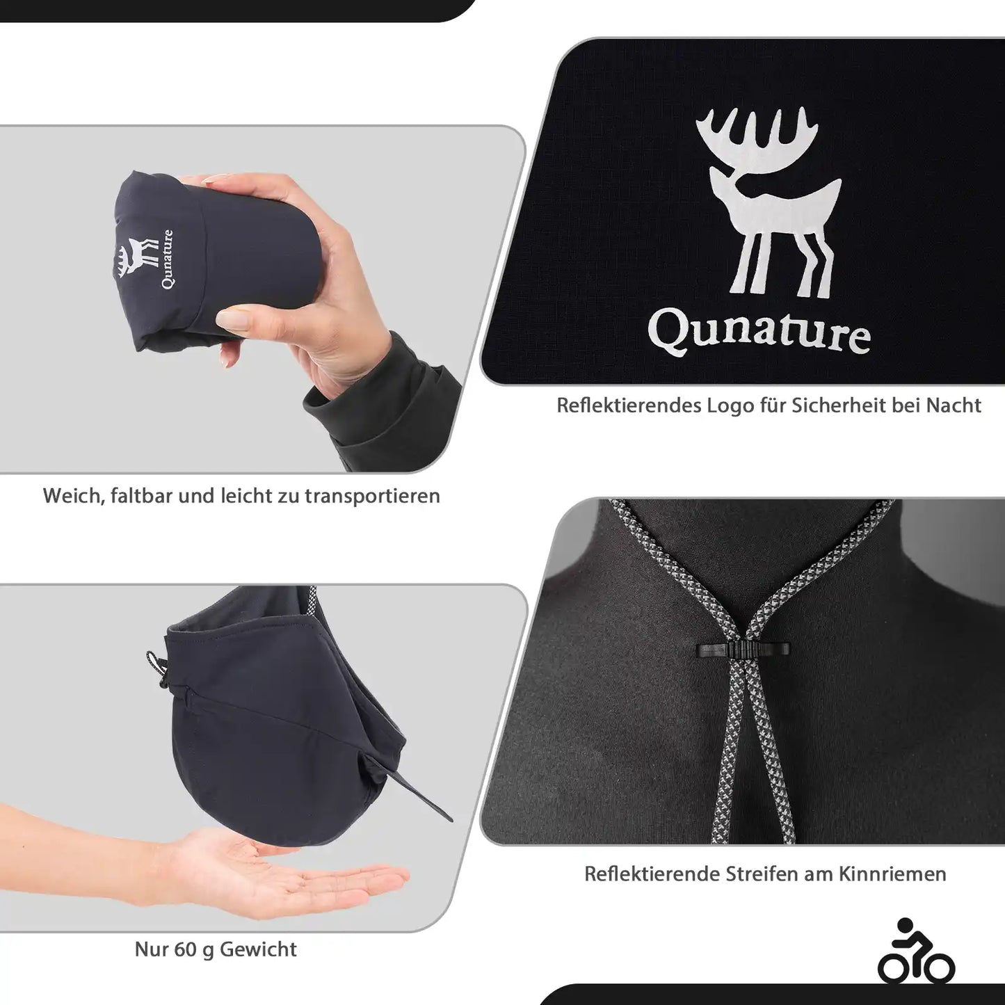 outdoor warme kappe weich faltbar nur 60g mit reflektierenden details