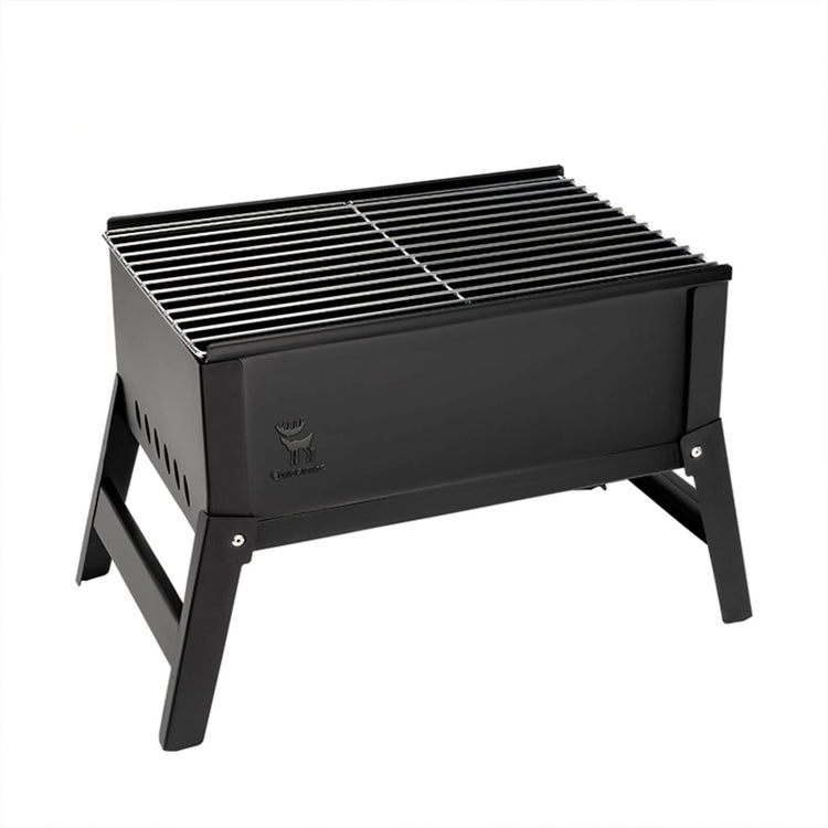 schwarzer kompakter grill für draußen