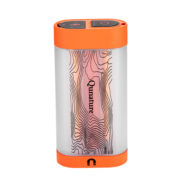kleine tragbare campinglampe orange mit topografie muster warmlicht