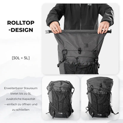 Wander-Set  Leichte Teleskopstöcke & Flexibler 30–35L Rucksack
