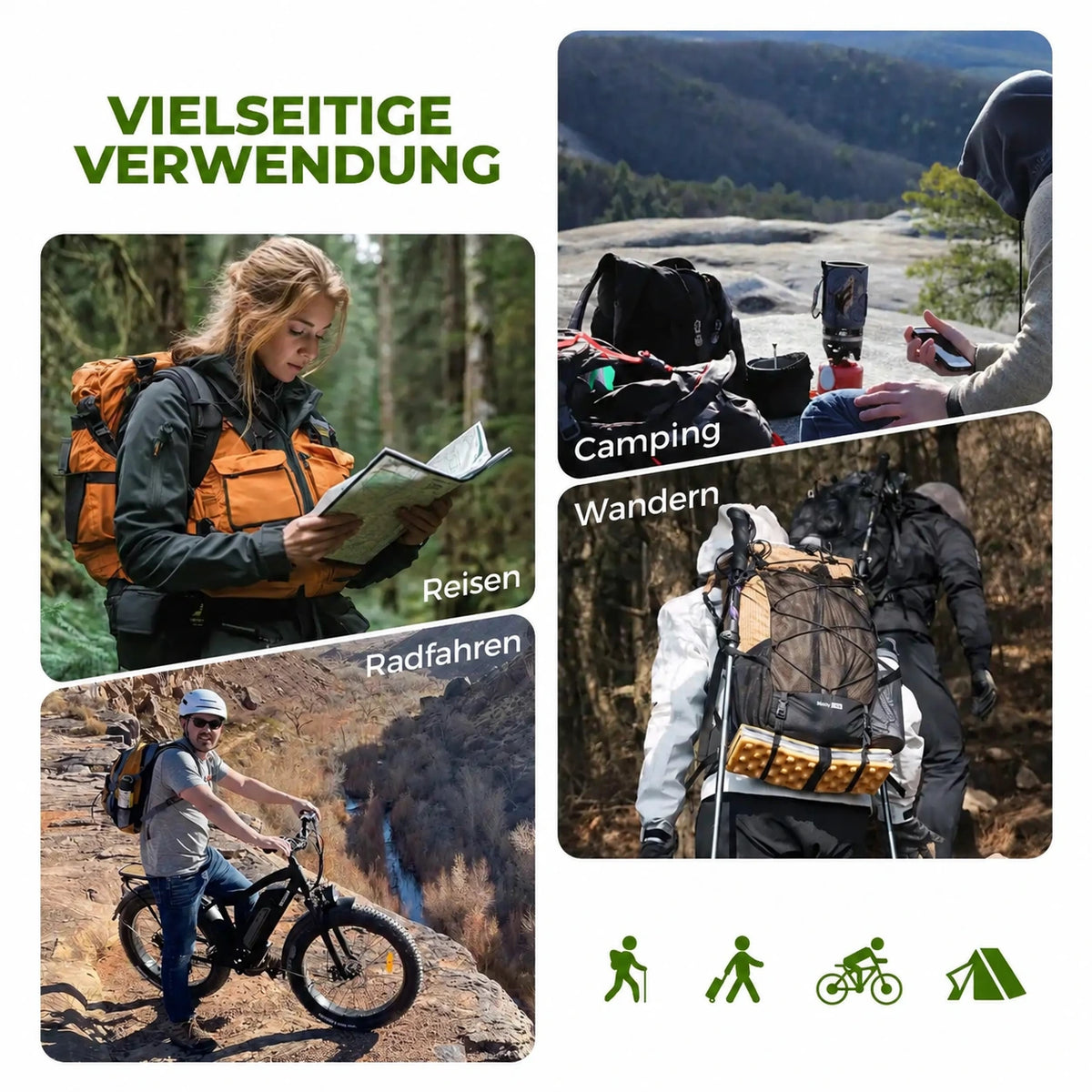 Wander-Set  Leichte Teleskopstöcke & Flexibler 30–35L Rucksack