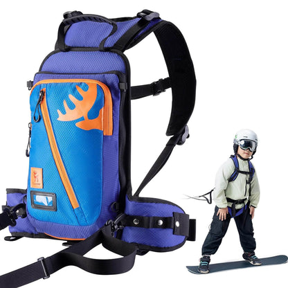 Children's ski training backpack with strap