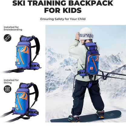 Children's ski training backpack with strap