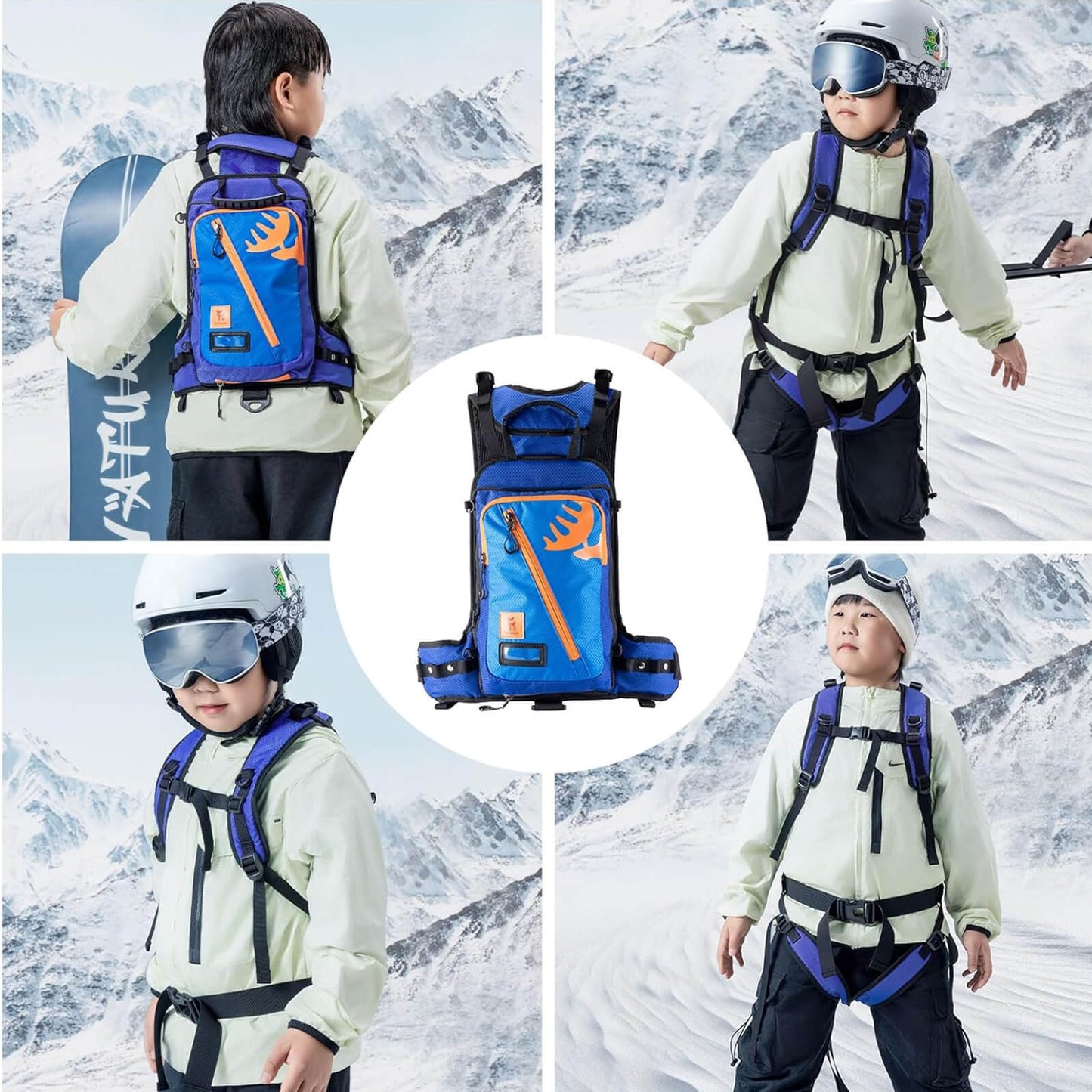 Children's ski training backpack with strap