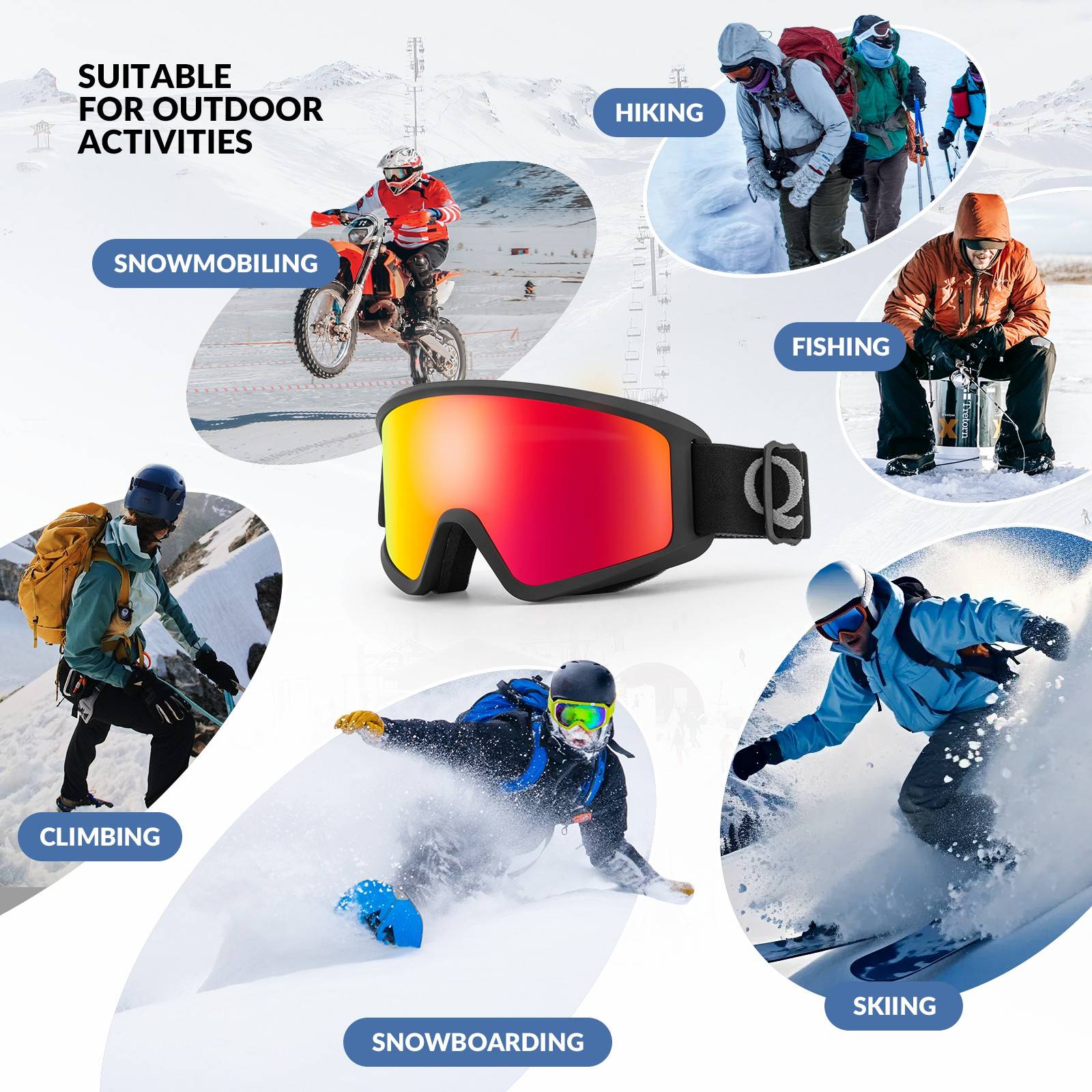 Qunature Anti-Nebel Skibrille Doppellinse #Color_Schwarz