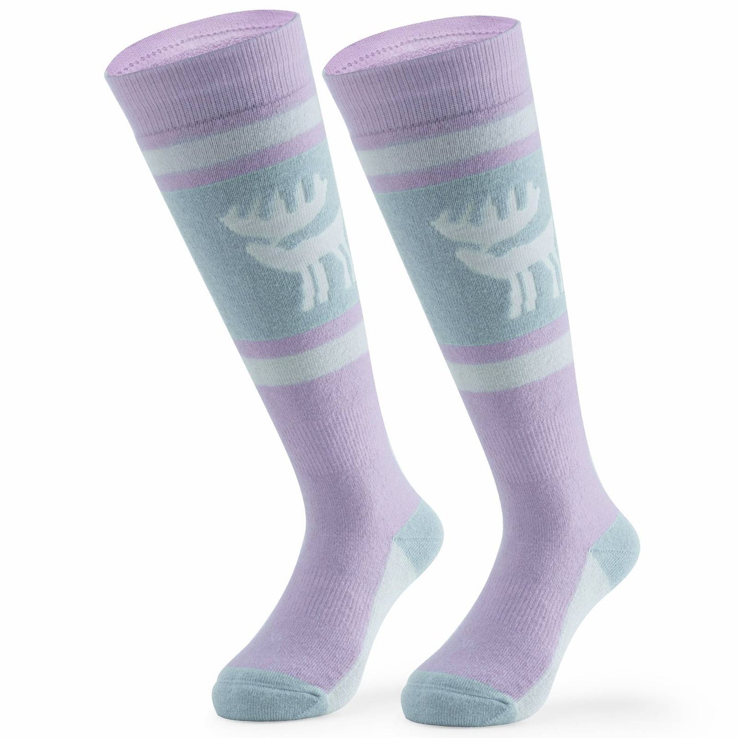 Qunature Kinde Wintersocken Ski Kniestr¨¹mpfe mit Wolle Skisocken #Color_Elchstil-Rosa Lisa