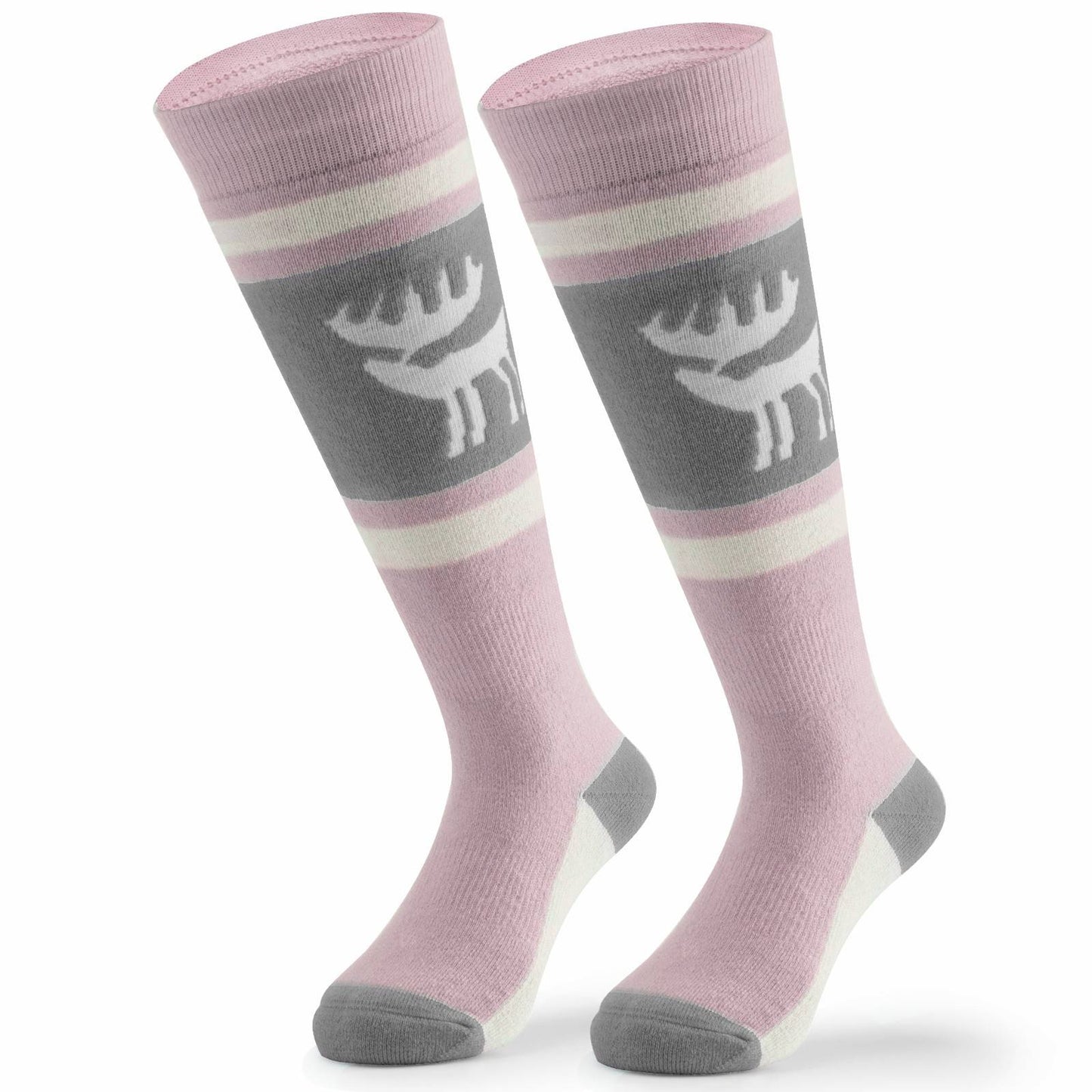 Qunature Kinde Wintersocken Ski Kniestr¨¹mpfe mit Wolle Skisocken #Color_Elchstil-Rosa