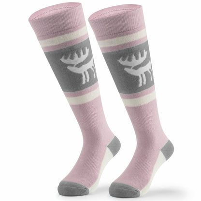 Qunature Kinde Wintersocken Ski Kniestr¨¹mpfe mit Wolle Skisocken #Color_Elchstil-Rosa
