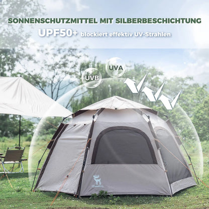 zelt mit silberbeschichtung und upf50+ sonnenschutz
