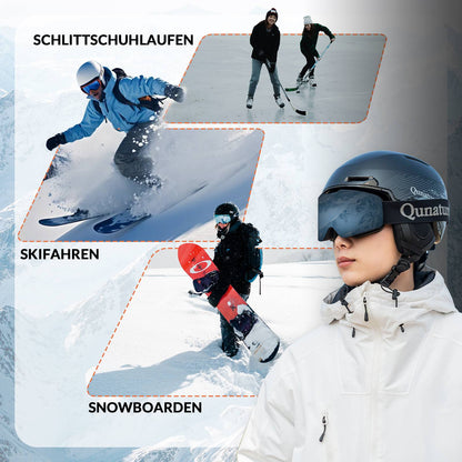 Qunature Ski-/Snowboardhelm mit Ohrensch¨¹tzer #Color_Schwarz