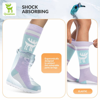 Qunature Ski Sock Unisex Skisocken #Color_Elch-Lila