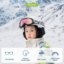 Qunature Skibrille Snowboard Brille f¨¹r Brillentr?ger Kinder Erwachsene #Color_Orange-Klein