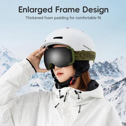 kompatible skibrille mit helm und verstellbarem gurt