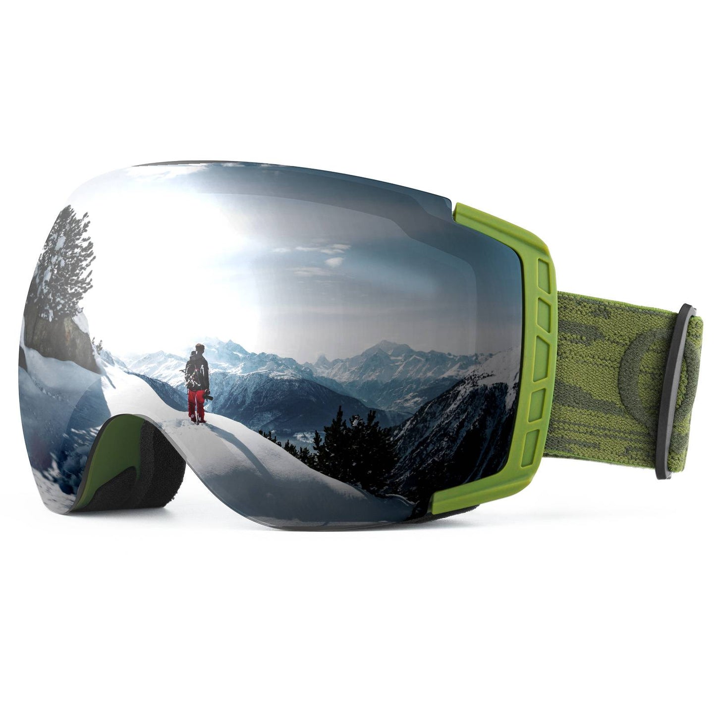 Qunature Skibrille Snowboardbrille Antifog UV400 f¨¹r Brillentr?ger #Color_Militargr¨¹n