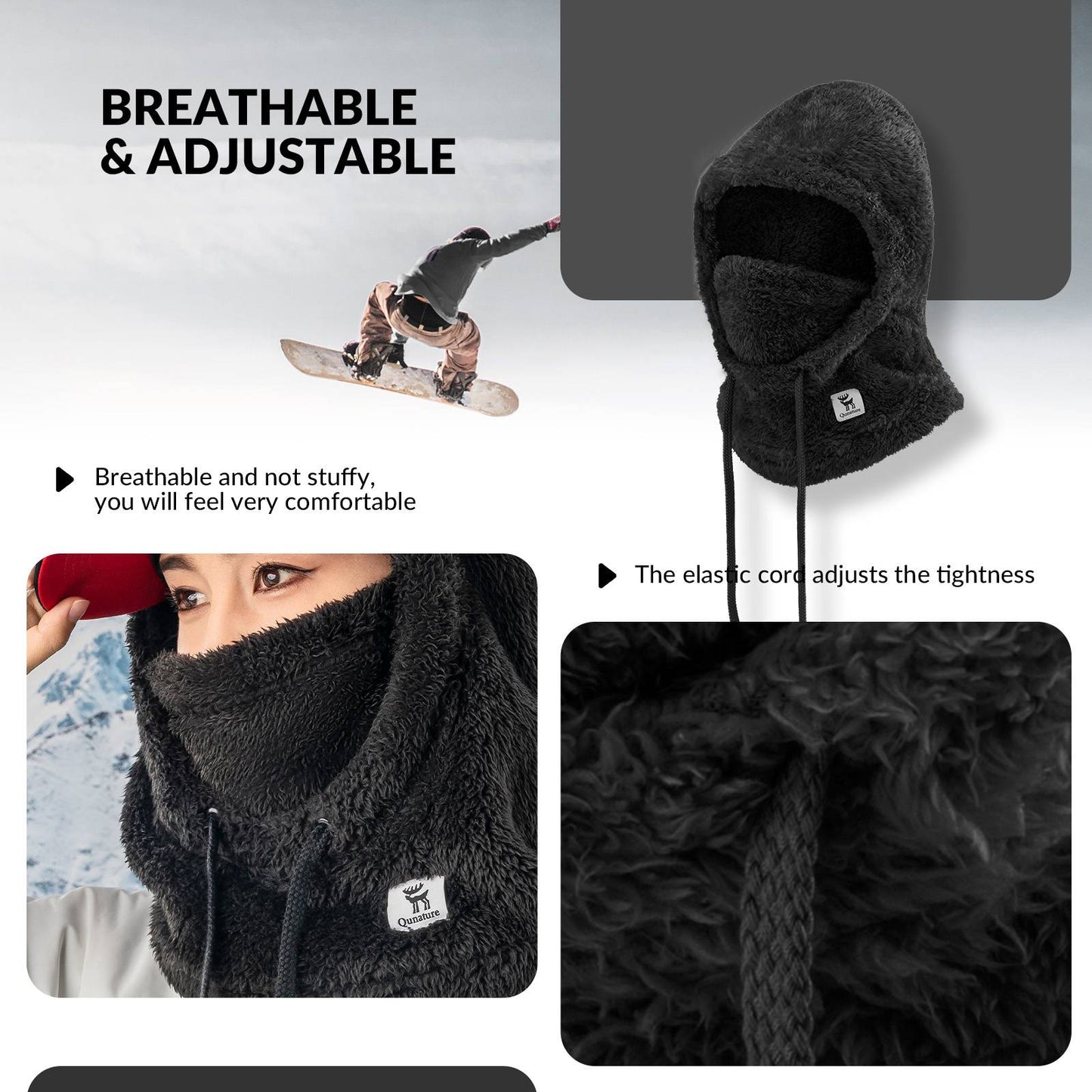 Qunature Thermo Sturmhaube Winddicht Balaclava #Color_Schwarz