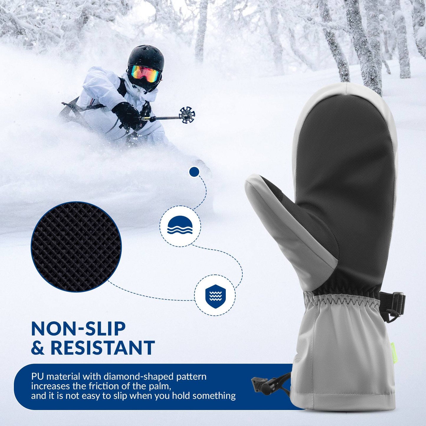 Qunature Winter Skihandschuhe f¨¹r Herren & Damen #Color_Grau