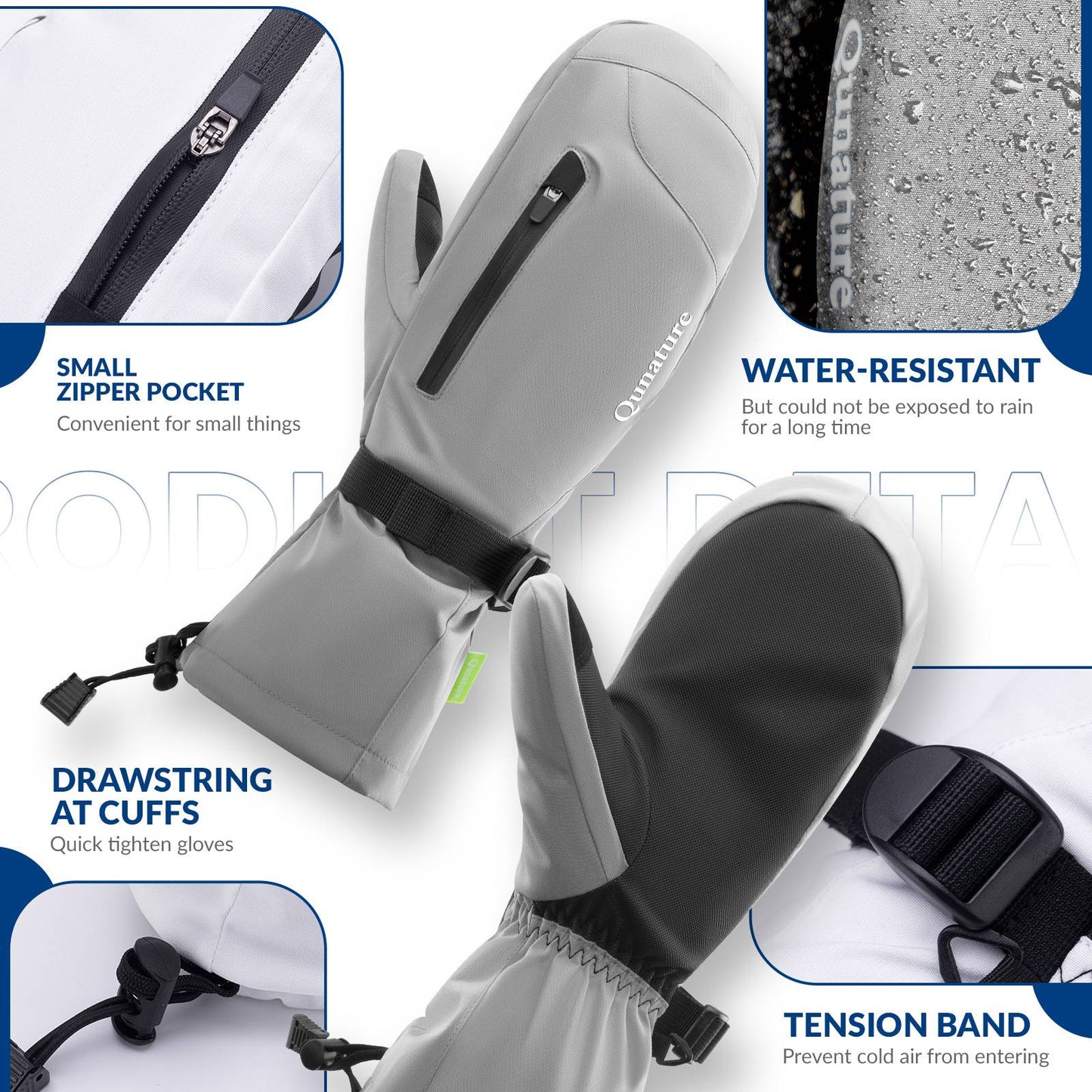 Qunature Winter Skihandschuhe f¨¹r Herren & Damen #Color_Grau