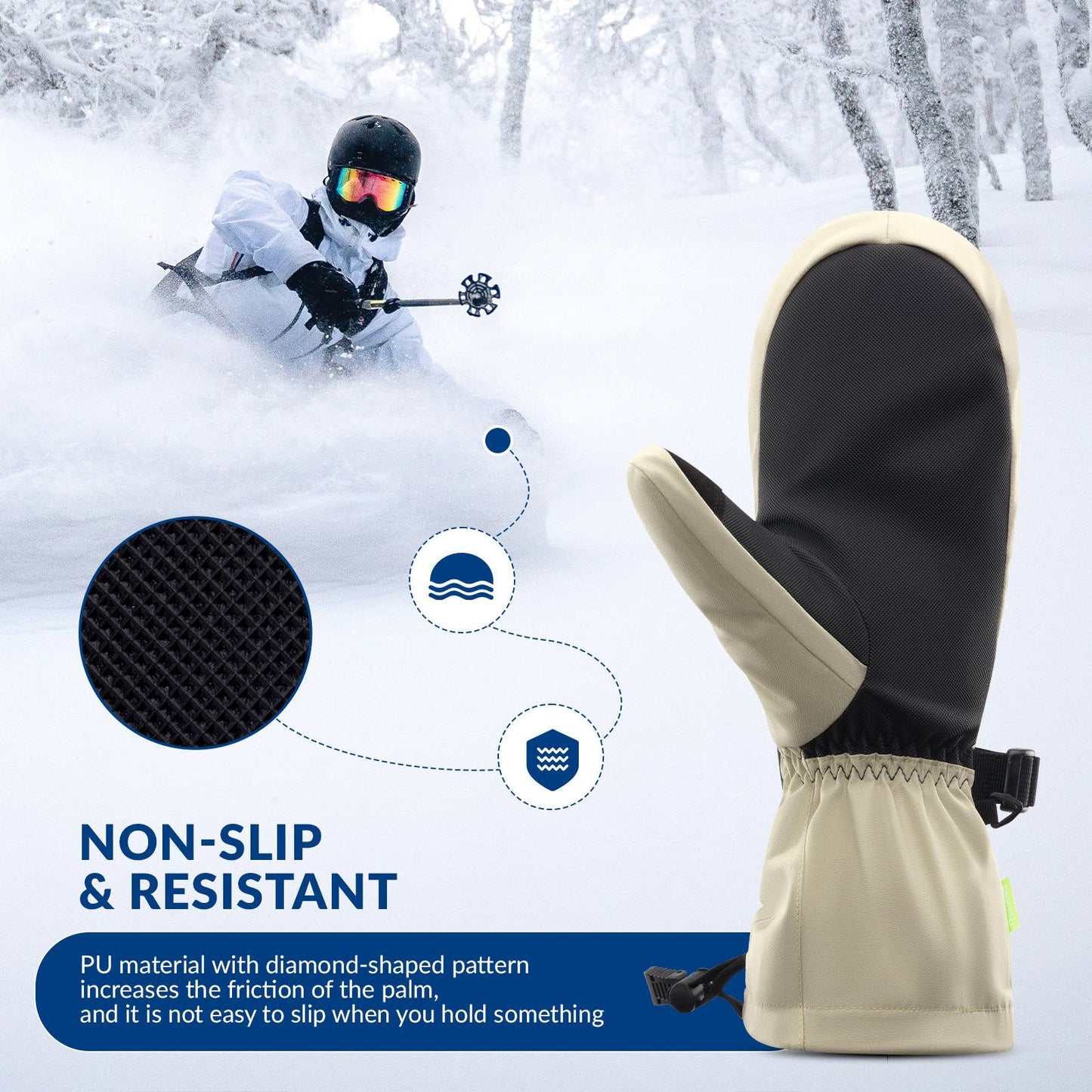Qunature Winter Skihandschuhe f¨¹r Herren & Damen #Color_Kamel