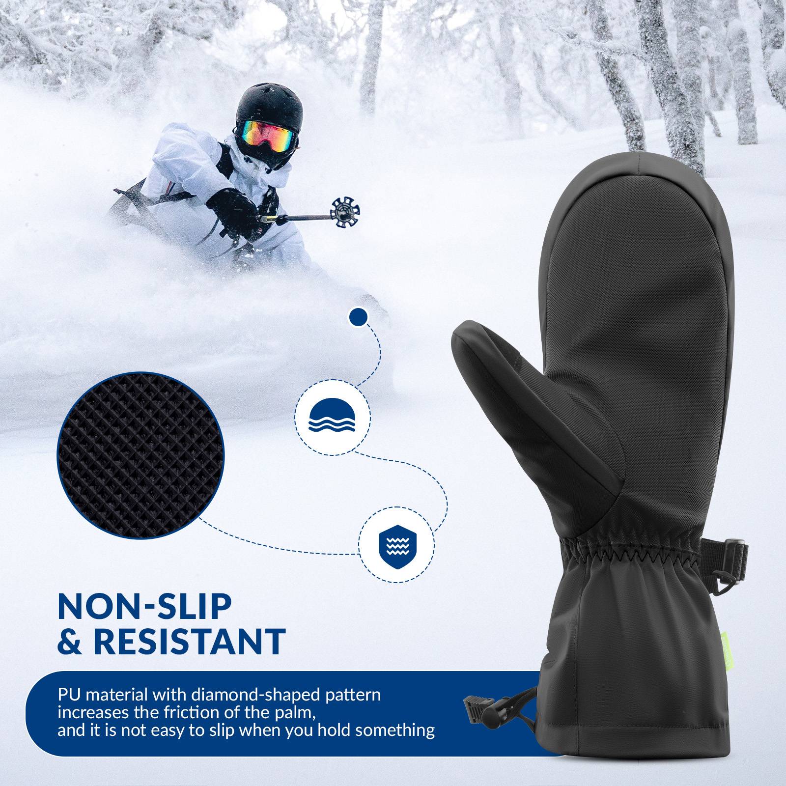 Qunature Winter Skihandschuhe f¨¹r Herren & Damen #Color_Schwarz