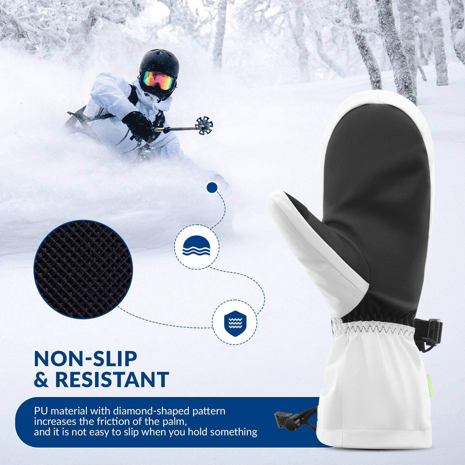 Qunature Winter Skihandschuhe f¨¹r Herren & Damen #Color_Wei?