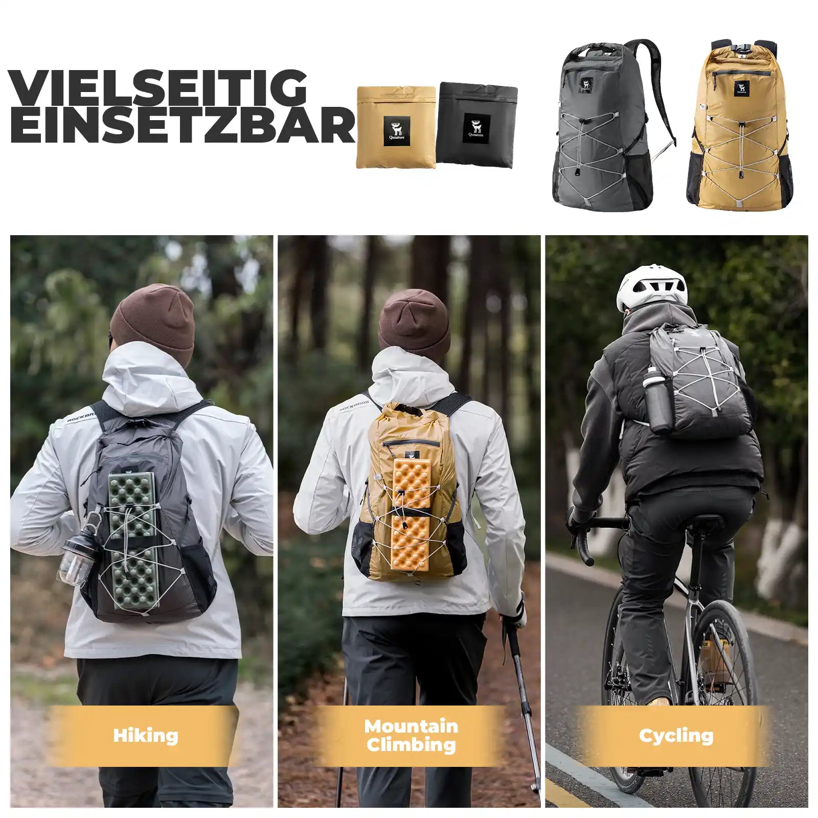 qunature 20l backpack for hiking, mountain climbing and cycling