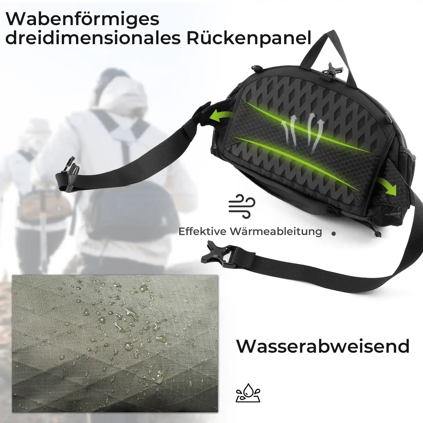 backpack with honeycomb back panel for heat dissipation and water resistance