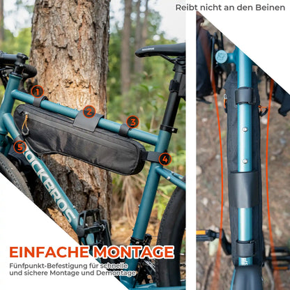 quanture Fahrradtasche Unterrohr mit einfacher Fünfpunkt-Befestigung, reibt nicht an den Beinen
