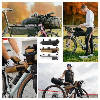 quanture Fahrradtasche Unterrohr in verschiedenen Farben und Anwendungsszenarien für Radfahrer