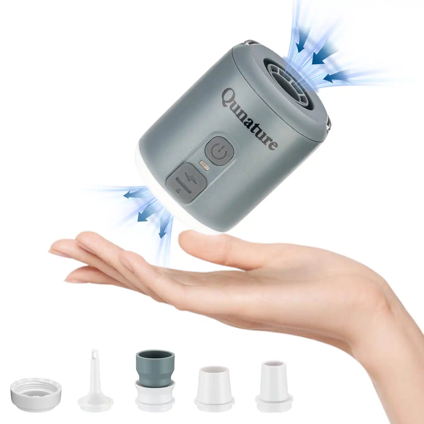 kompakte graue qunature elektrische aufblaspumpe mit 5 luftdüsen