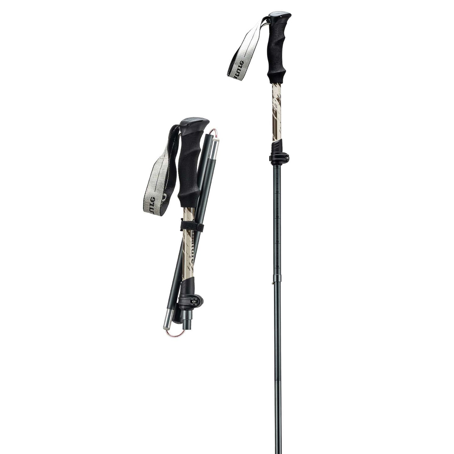 qunature wanderstöcke in aufgebauter und zusammengeklappter form