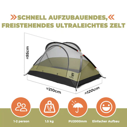 1-2 personen trekkingzelt mit schnellaufbau und wasserdichtem material