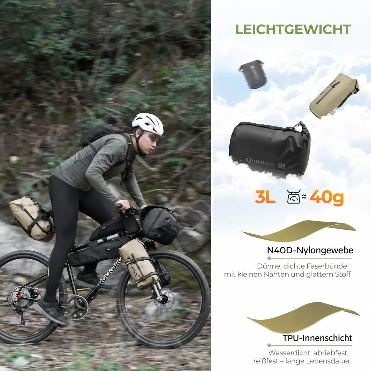 Wasserdichte Bikepacking Kompressionstasche