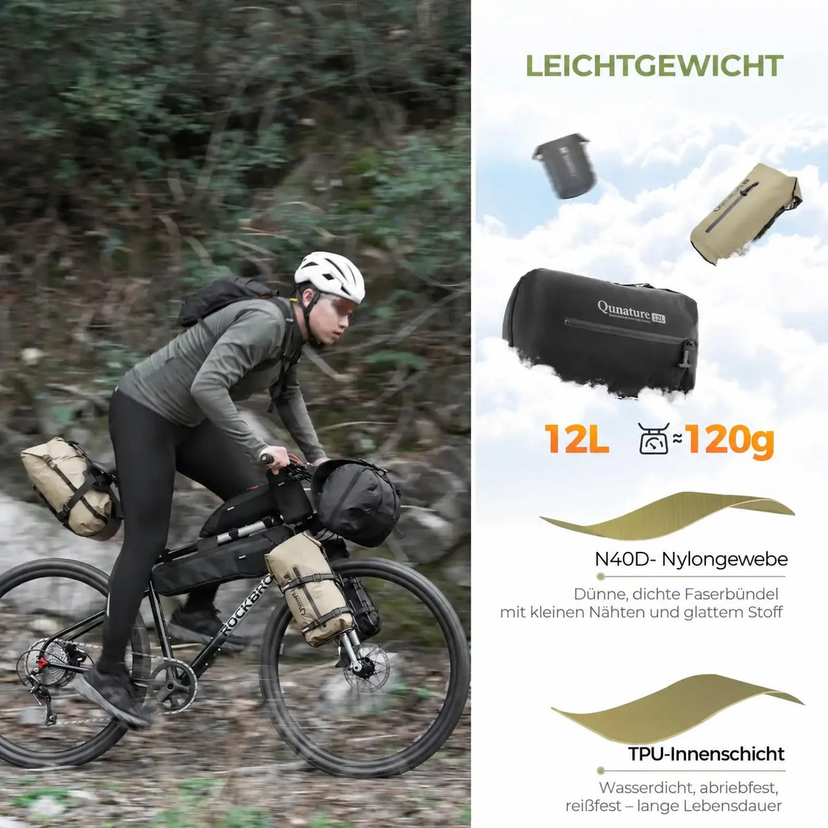 Wasserdichte Bikepacking Kompressionstasche