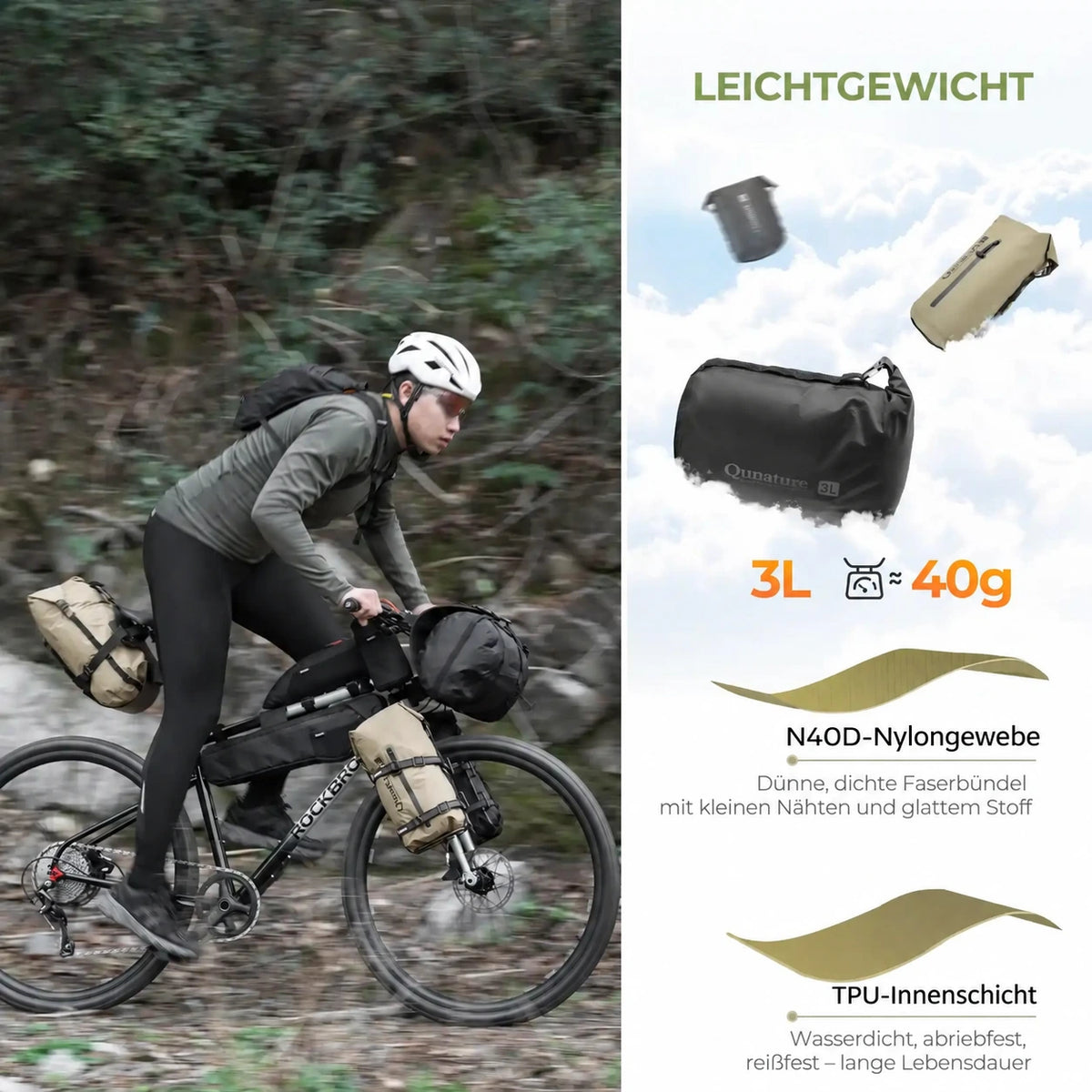 Bikepacking Heck-Gepäckträger + Wasserdichte  Kompressionstasche Set