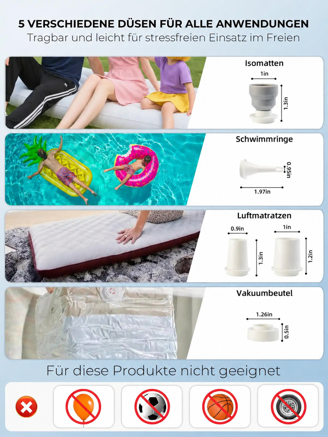 Camping Schlafsystem Set mit Isomatte, Kissen & Luftpumpe