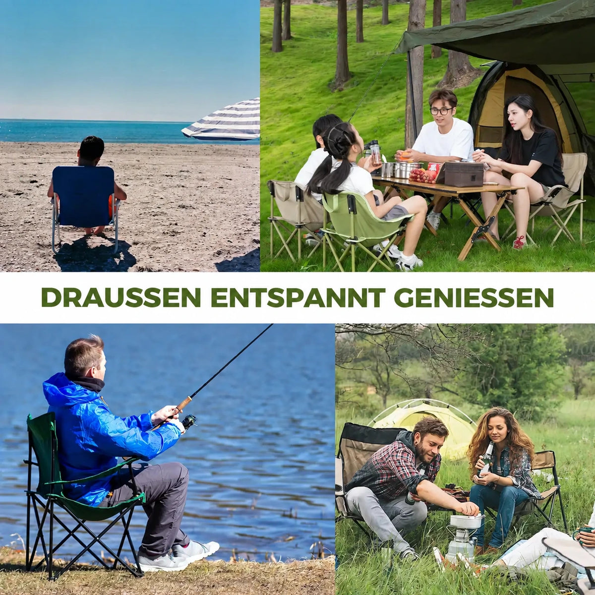 Faltbarer Campingstuhl mit Rückenlehne für die ganze Familie