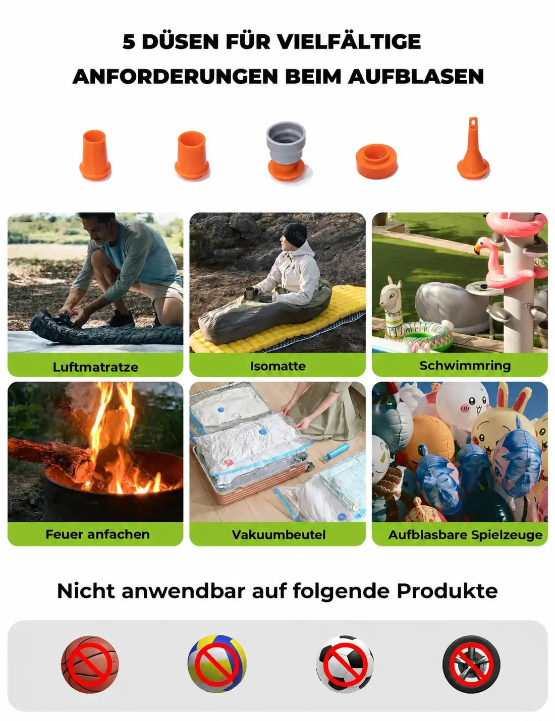 4,2-kPa-Mini-Luftpumpe mit 800-mAh-Akku und LED
