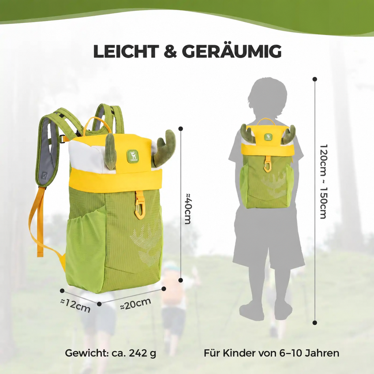 Kinder Rucksack 8L & Trekkingstock aus Aluminium