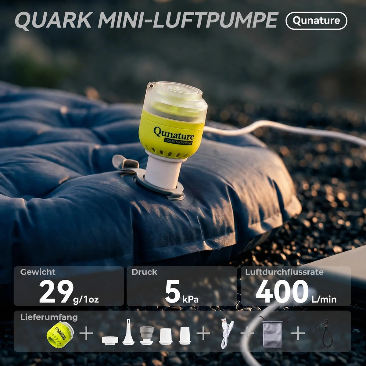 Mini Luftpumpe 29g, Ultraleicht, Kompakt & Multifunktional