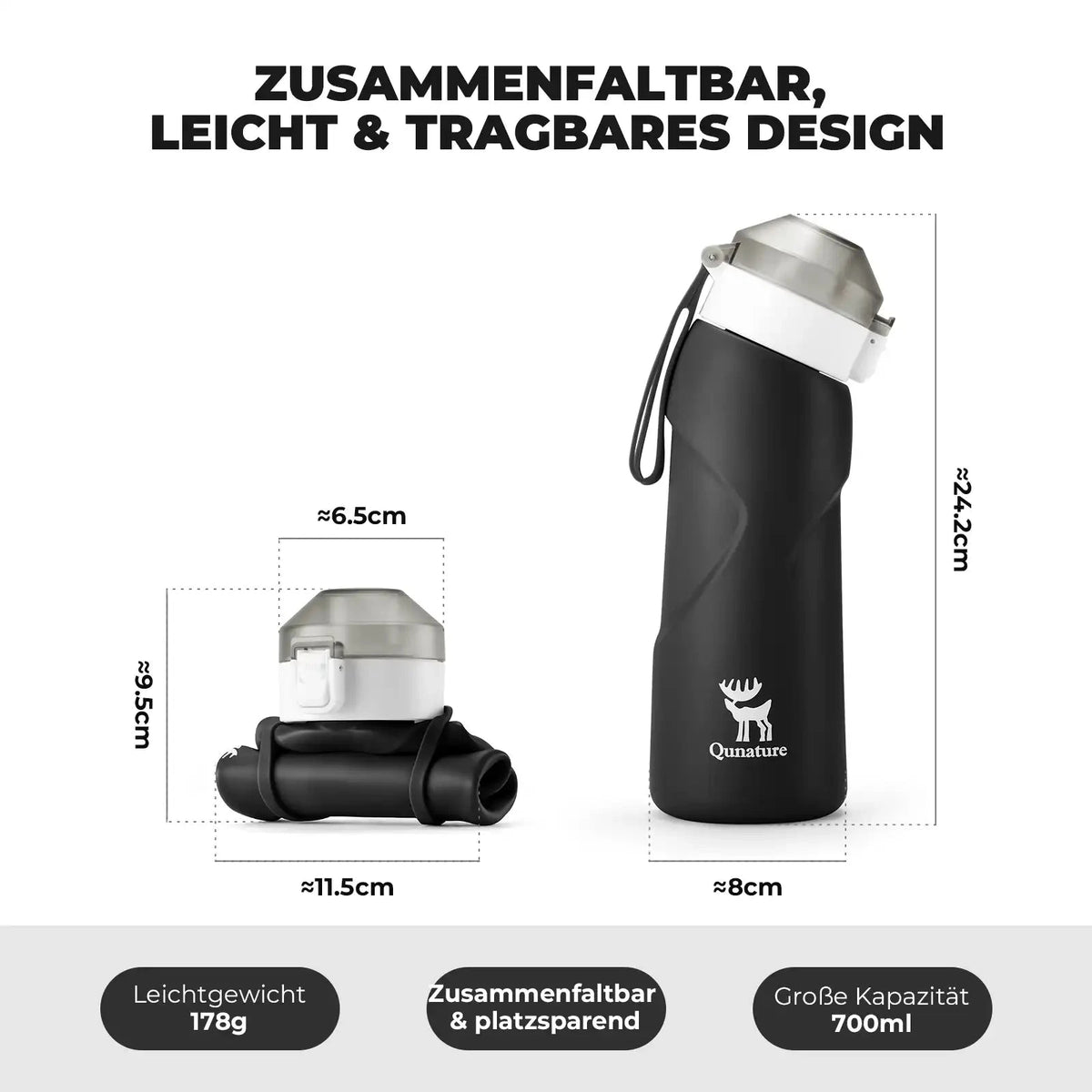 Fahrrad Trinkflaschen Set, isolierte Tasche & faltbare Flasche