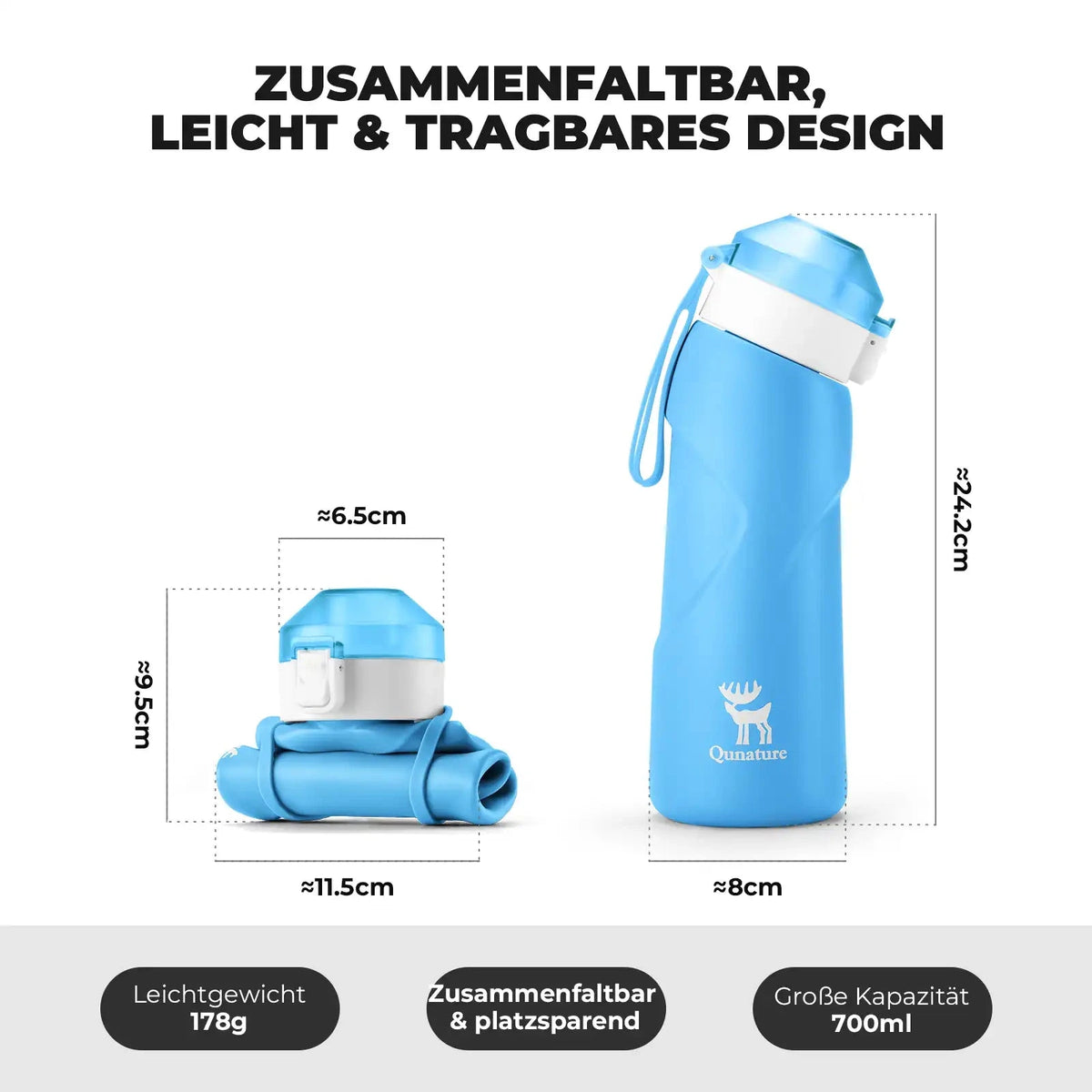 Fahrrad Trinkflaschen Set, isolierte Tasche & faltbare Flasche