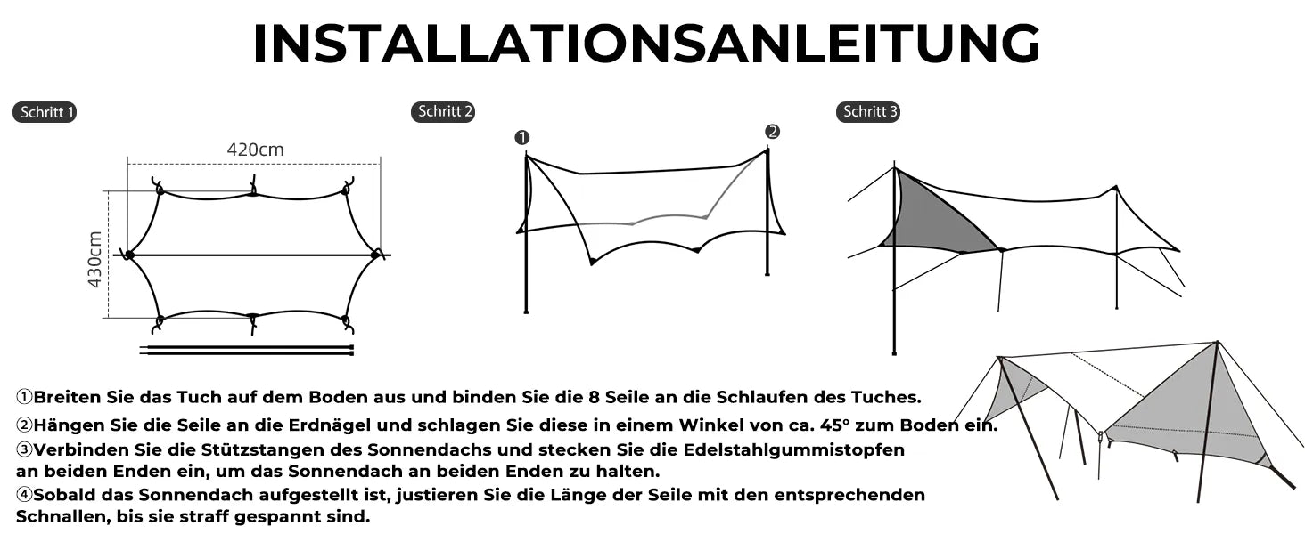 schritt fur schritt aufbauanleitung fur das camping tarp