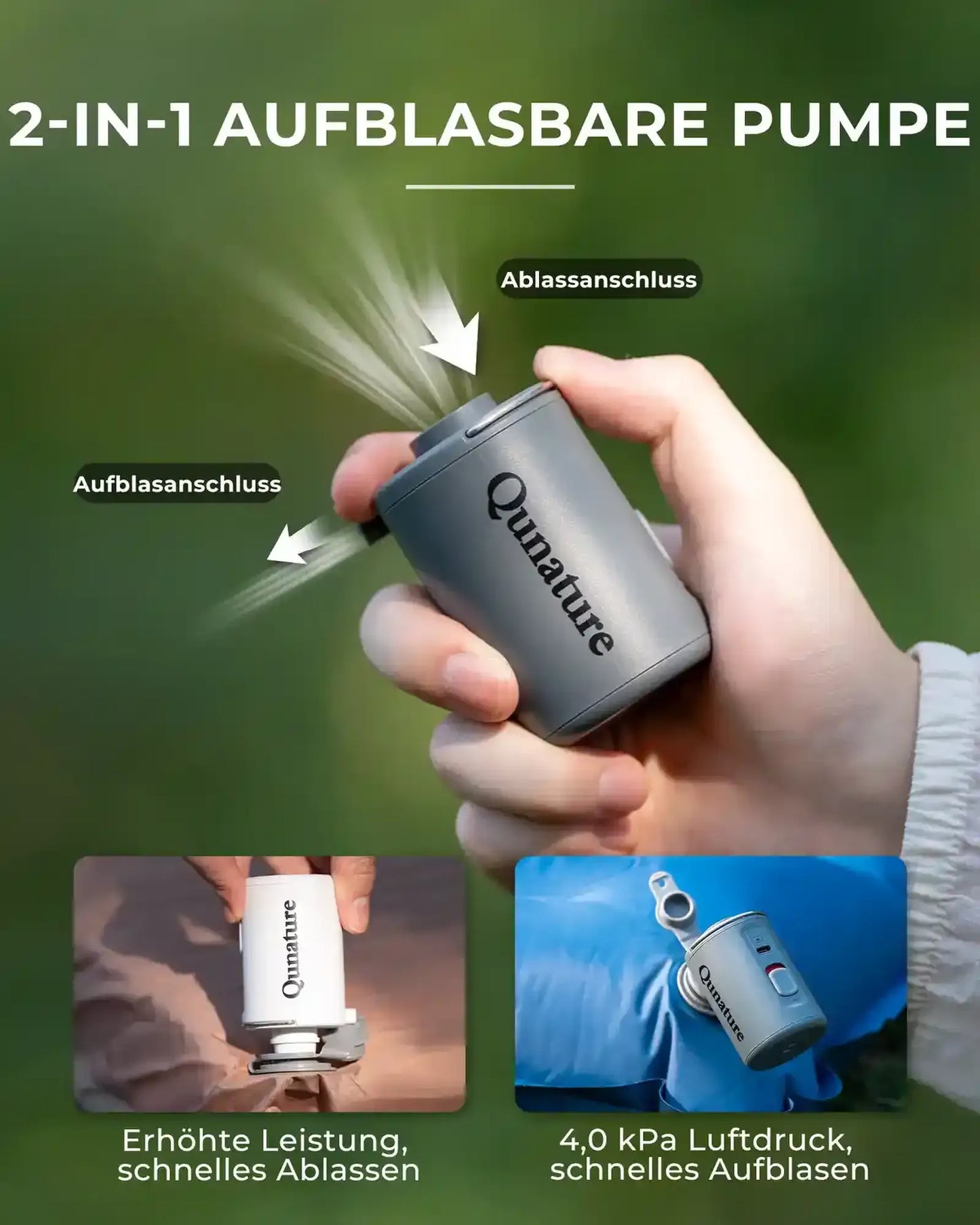 2 in 1 portable electric air pump for inflating and deflating