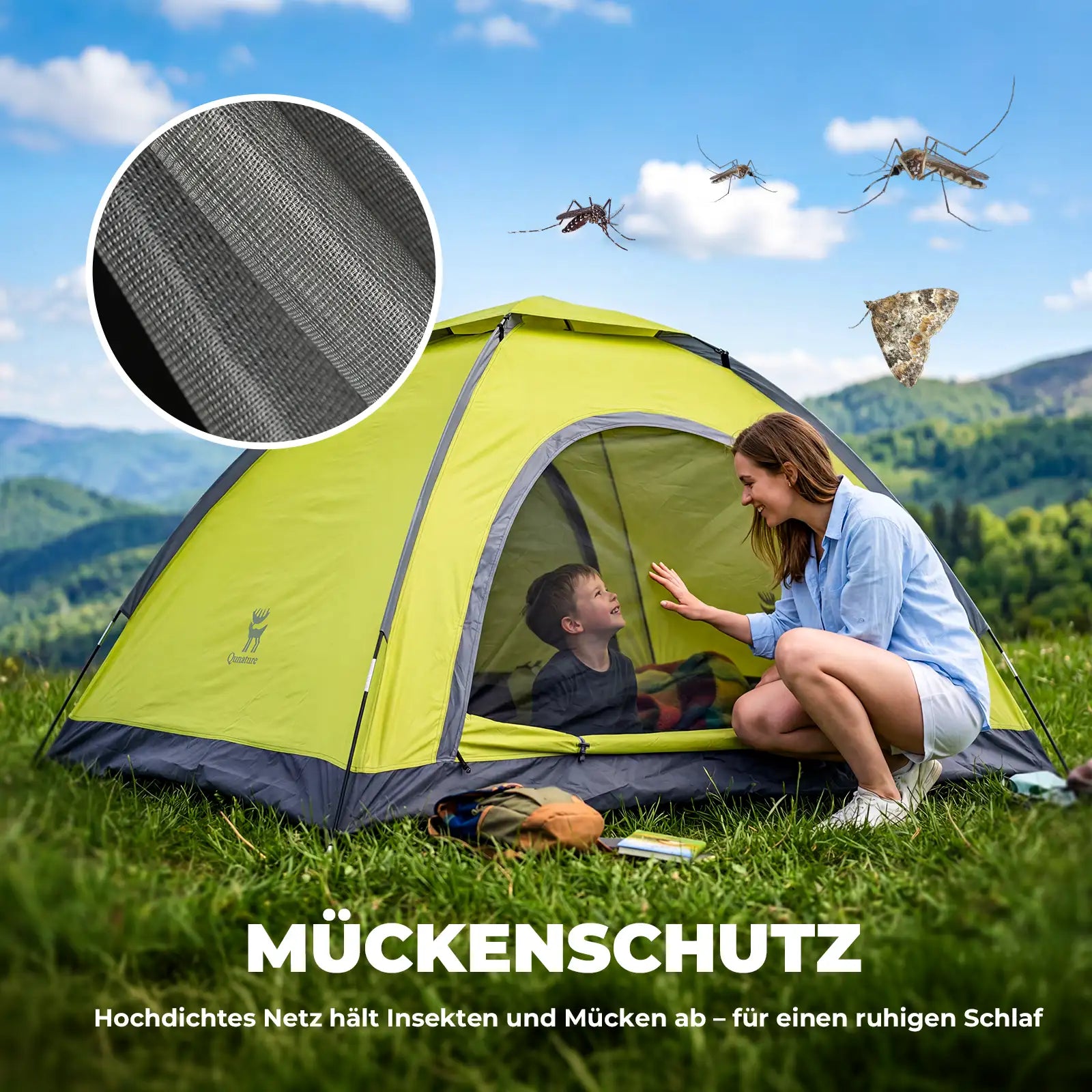 campingzelt mit mueckenschutznetz fuer ruhigen schlaf im freien
