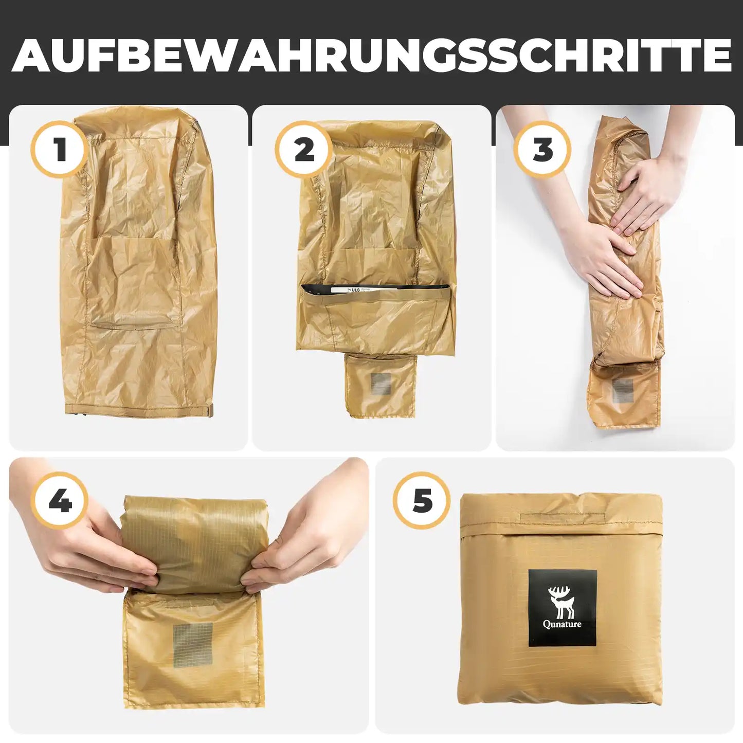 qunature backpack folding storage steps tutorial