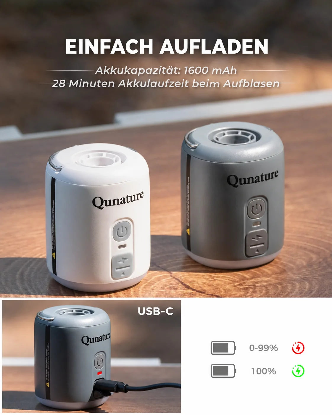3-in-1 Campingpumpe mit Lampe