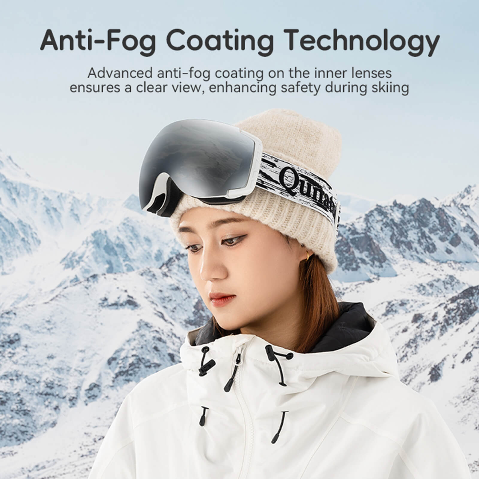 skibrille mit anti-beschlag beschichtungstechnologie auf der piste