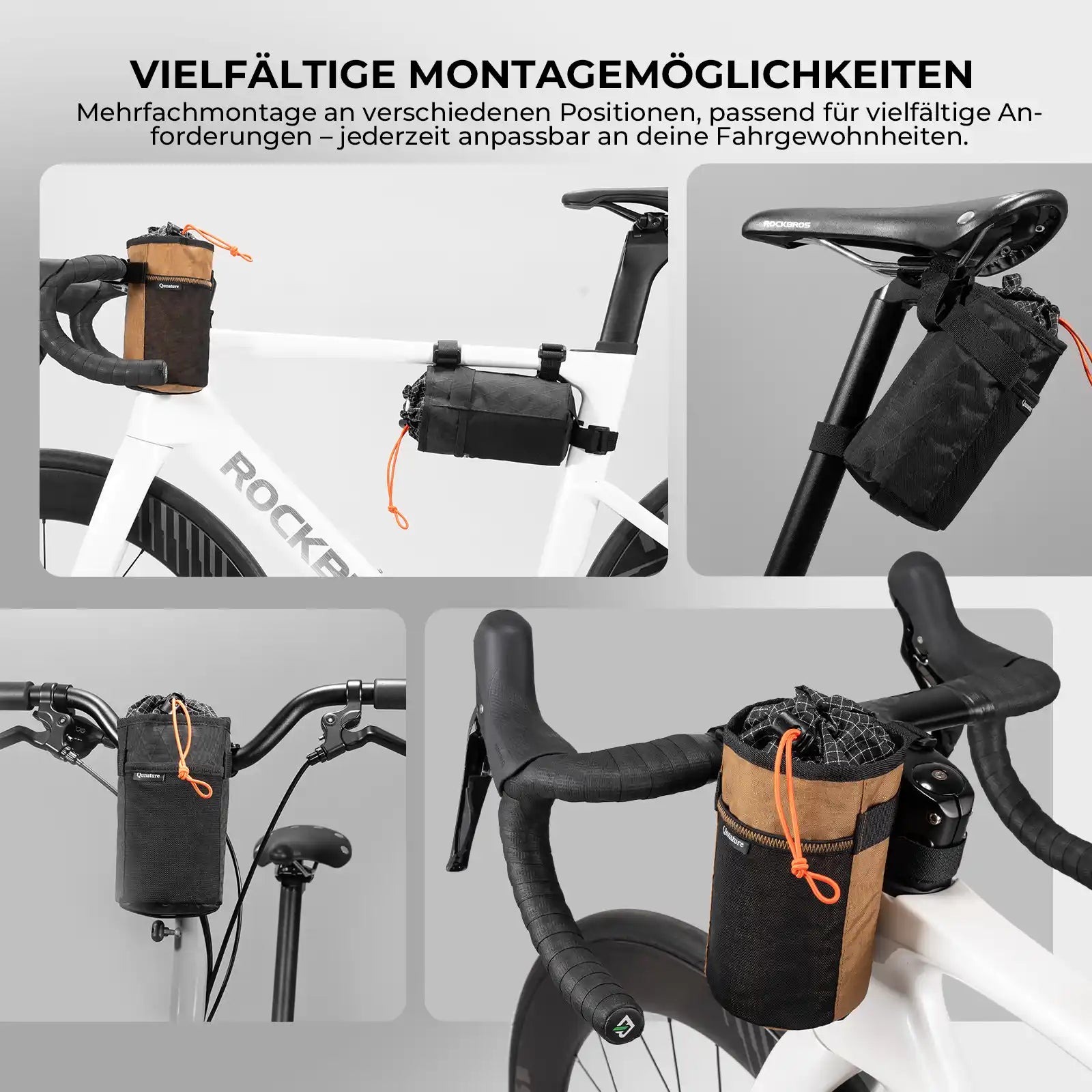 Thermotasche für Trinkflaschen, vielfältige Montagemöglichkeiten am Fahrrad